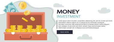 Finans Sigortası. Para Yatırımı. Para güvenliği. Düz vektör çizimi. Web sitesi afişi