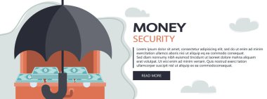 Finans Sigortası. Yatırım. Para güvenliği. Düz vektör illüstrasyonu