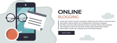 Blogculuk ve gazetecilik kavramı. Hikaye yazarım. Sohbet balonu ve kağıt içeren tablet. Düz vektör tasarımı