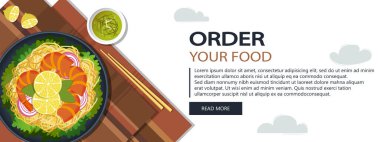 Çevrimiçi yiyecek pankartları, mobil uygulama tasarımı, vektör illüstrasyonu sipariş et