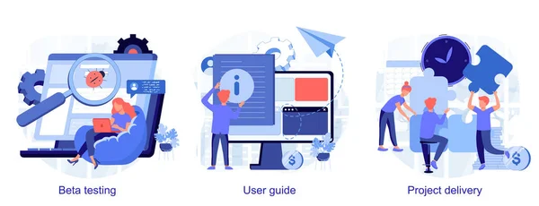 Kundeoplevelse Abstrakt Koncept Vektor Illustration Sæt Beta Test Projektlevering Brugervejledning – Stock-vektor