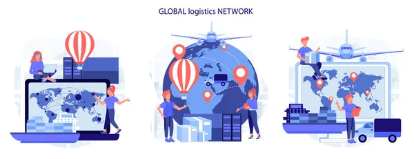 Wereldwijd Logistiek Netwerk Export Import Magazijn Transport Bedrijfslogistiek Tijdige Levering — Stockvector