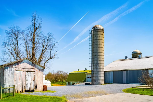 Amish País Fazenda Casa Celeiro Agricultura Campo Lancaster Pensilvânia Eua — Fotografia de Stock