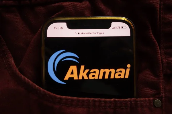 Konskie Poland January 2022 Akamai Technologies Inc Logo Displayed Mobile — Stock Photo, Image
