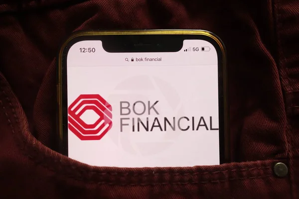 Konskie Poland January 2022 Bok Financial Corporation Logo Displayed Mobile — Stock Photo, Image