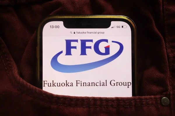 Konskie Poland January 2022 Fukuoka Financial Group Logo Displayed Mobile — Stock Photo, Image