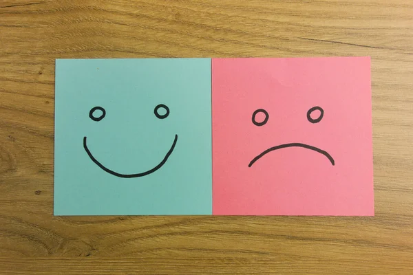 Boldog Szomorú Arcú Hangulatjelek Hangulatváltozás Kapcsolati Nehézségek Depresszió Fogalma — Stock Fotó