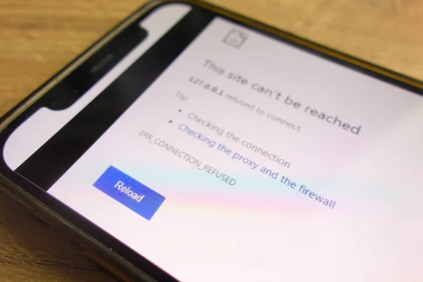 Konskie Polonia Marzo 2022 Error Conexión Internet Que Muestra Teléfono — Foto de Stock