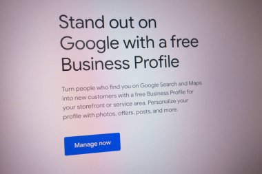 KONSKIE, POLAND - April 27, 2022: information about free Google Business Profile displayed on laptop computer