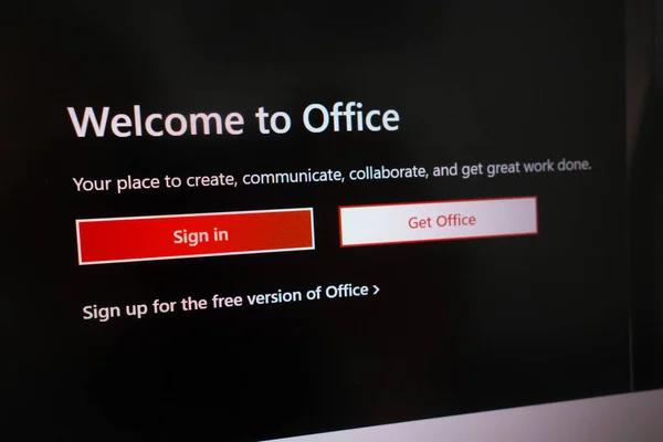 Апреля 2022 Www Office Com Сайт Microsoft Office Отображается Ноутбуке — стоковое фото