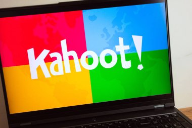 KONSKIE, POLAND - July 11, 2022: Kahoot! learning platform logo displayed on laptop computer screen