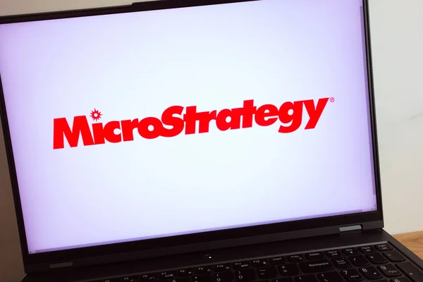 Konskie Poland July 2022 Microstrategy Incorporated Company Logo Displayed Laptop — Stockfoto