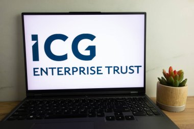KONSKIE, POLAND - August 04, 2022: Intermediate Capital Group private equity investment firm logo displayed on laptop computer screen