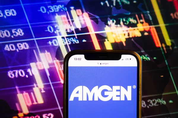 Konskie Poland August 2022 Smartphone Displaying Logo Amgen Inc Stock — Photo