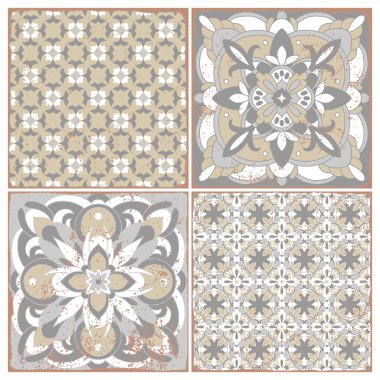 Geleneksel Portekiz fayansları azulejos. Tekstil tasarımı için klasik model. Geometrik mozaik, majolika.