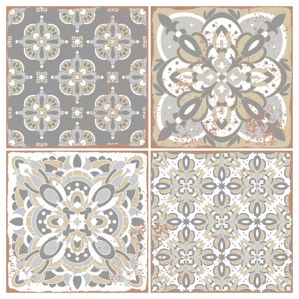 Geleneksel Portekiz fayansları azulejos. Tekstil tasarımı için klasik model. Geometrik mozaik, majolika.
