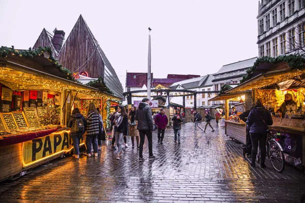 December Gent België Kerstmarkt Oude Stad Traditionele Feestmarkt — Stockfoto