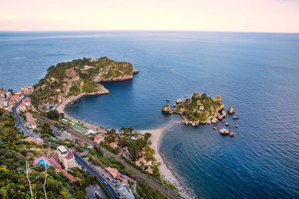 Isola Bella Isla Taormina Sicilia Hermosa Vista Superior — Foto de Stock