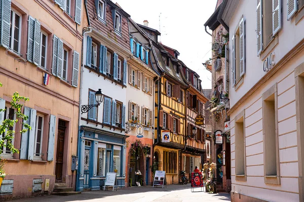 May 2022 Colmar France Old Medieval Street Half Timbered Houses — Stock Photo, Image