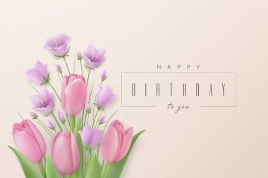 Çiçekli doğum günü tebrik kartı