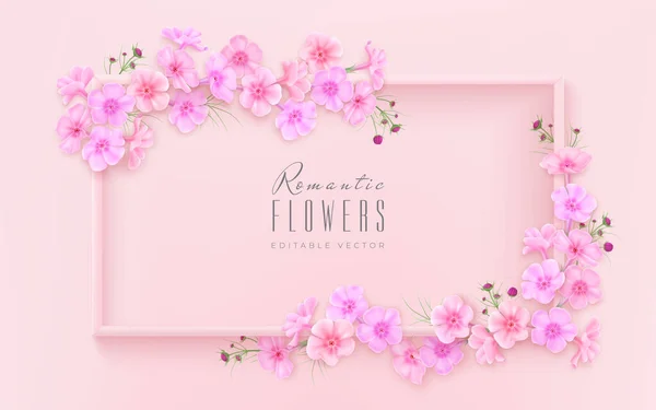 Floral pink background for spring or summer holiday — Vettoriale Stock