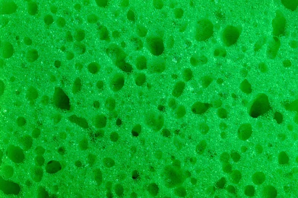 Esponja Porosa Verde Brillante Con Burbujas Jabón Textura Para Creatividad — Foto de Stock