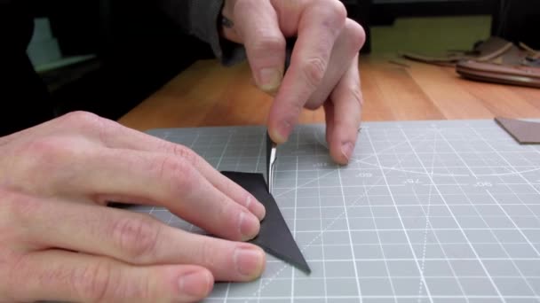 Artisanat tranchant bords de portefeuille en cuir neuf — Video