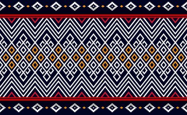 Geometric ethnic pattern, Embroidery zigzag textile background, Vector graphic fabric vintage