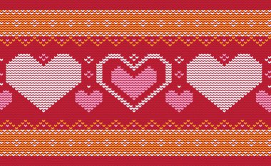 Heart Embroidery Pattern, Love Knit Antique Background, Vector Handcraft Craft wallpaper, Fabric Crochet art