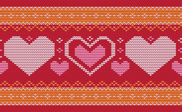Heart Embroidery Pattern Love Knit Antique Background Vector Handcraft Craft — Vetor de Stock