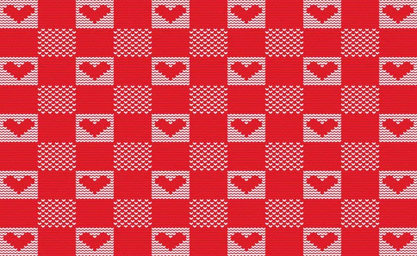 Красное Белое Сердце Вектор Паттерн Любовь Вышивки Фон Валентина Текстура — стоковый вектор
