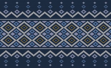 Mavi ve Beyaz Nakış, Örgü Biçimli Arkaplan, Vektör Tekstil Çapraz Geçmişi, Klasik Kumaş