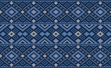 Beyaz ve Mavi Haç Dikiş Şablonu, Nakış Devamlılığı Arkaplan, Örgü Vektörü, Moda Dekoratifi