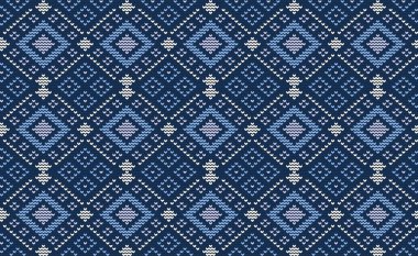 Beyaz ve Mavi Zigzag Çapraz Dikiş Şablonu, Nakış Çapraz Arkaplan, Rhombus Örgü Vektörü, Etnik Sanatsal Kalıplar