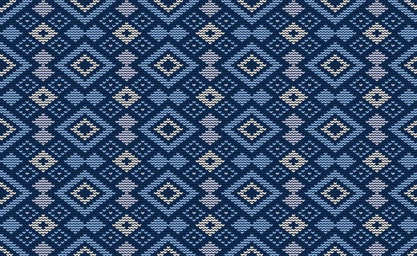 Mavi ve Mor Örülü Örgü Vektörü, Rhombus Nakış Çapraz Arkaplan, Kare Ikat Tekrarlama, Etnik İşlem dokusu