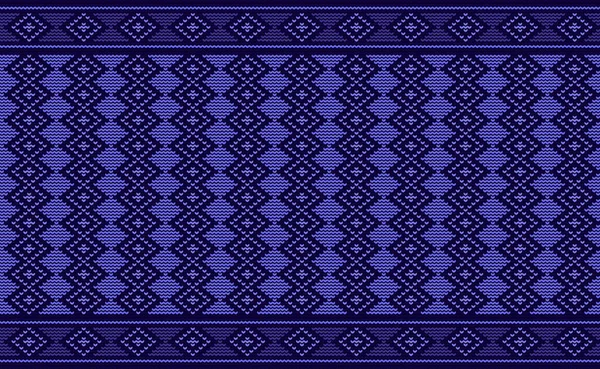 パープルクロスステッチパターン ジグザグ刺繍スタイルの背景 ニットベクトル クロスクラシック壁紙 — ストックベクタ
