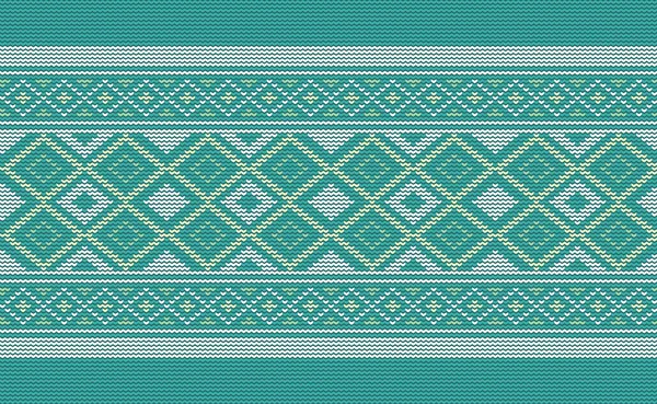 Weiß Und Grün Strickmustervektor Stickerei Klassischer Hintergrund Geometrisches Diagonaldesign Stammesschablone — Stockvektor