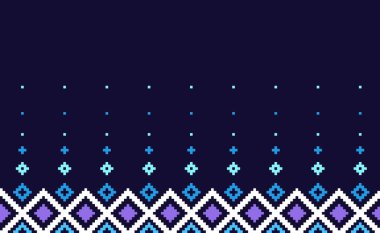 Nakışlı etnik desen, Vektör Geometrik arkaplan, Çapraz ilmek geleneksel Fas tarzı, Mor ve mavi desenli simge ipliği, Tekstil, kumaş, sanat, dijital baskı, yastık tasarımı