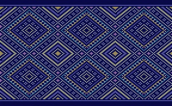 크로스 베어링 Knitted 민족적 Embroidery 스타일 패턴아름다운 텍스처 직물을 디자인 — 스톡 벡터