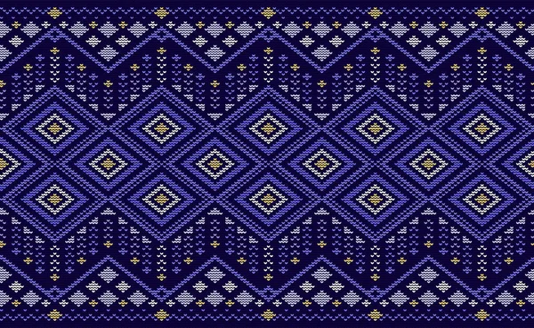 Ethnische Strickmuster Vector Stickerei Häkelhintergrund Kreuzstich Repetitive Geometrie Stil Lila — Stockvektor