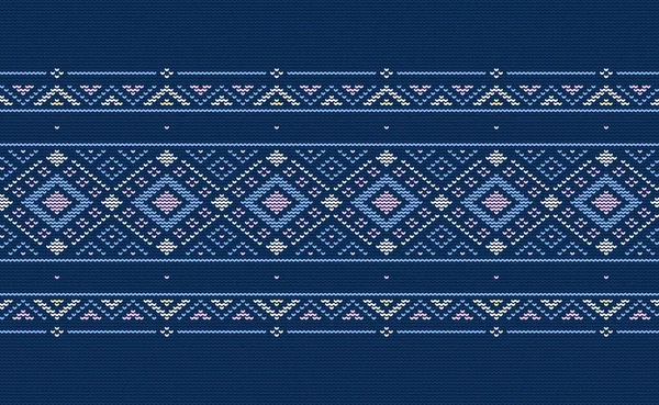 Cross Stitch Ethnic Pattern Διάνυσμα Πλεκτό Περίτεχνο Φόντο Κεντήματα Στυλ — Διανυσματικό Αρχείο