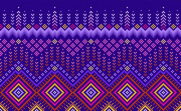 Stickerei Ethnische Muster Vektor Geometrischer Aztekischer Hintergrund Kreuzstich Durchgehender Zickzack — Stockvektor