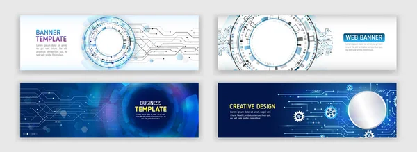抽象的なウェブデザインバナー ウェブサイト用のモダンなグラフィックテンプレート ハイテク未来技術の背景 — ストックベクタ
