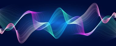 Futuristic infographic design. Abstract equalizer particles glowing waves background. Big data 3d technology concept.