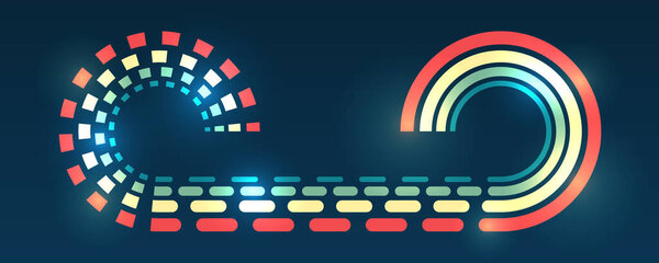 Processing sorting data fragmentation. Business analytics. The flow of information in the form of waves and particles. Visualization of a large amount of data. Abstract transformation of information.