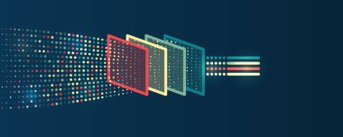 Big data visualization. A dynamic array of information. Data sorting process. Big data stream futuristic infographics. File structuring, machine learning. clipart svg vector 
