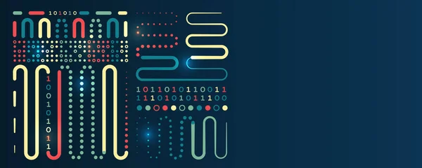 Flujo Información Forma Ondas Partículas Visualización Una Gran Cantidad Datos — Archivo Imágenes Vectoriales