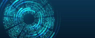 Soyut ikili kod. İkili veri. Teknolojik arka plan deşifre ve bilginin şifrelemesi. Büyük veri görselleştirmesi. Algoritma veya makine öğrenme illüstrasyonu.