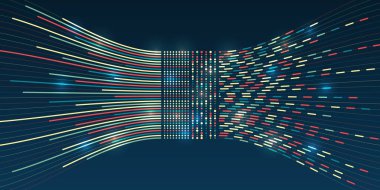 Visualization of Sorting data, Abstract processing of information flow. Vector database background. Filtering machine algorithms. clipart svg vector 