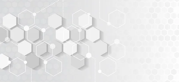 Abstract Hexagons Science Grey Background Tech Digital Technology Engineering Concept — 图库矢量图片